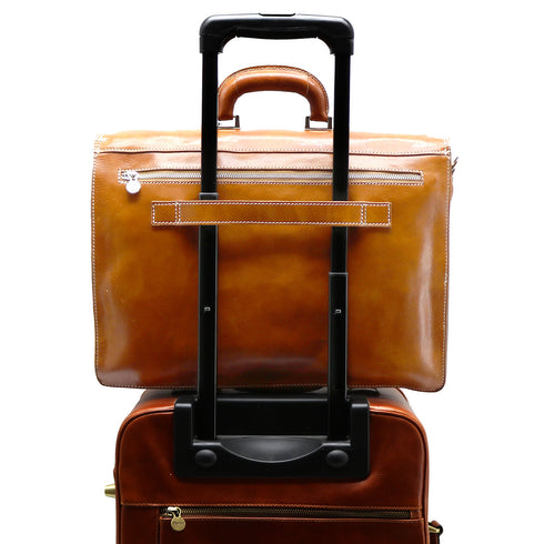 Floto Italian Leather Briefcase Attache Venezia 3 Gusset brown